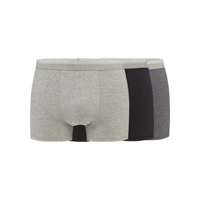 The Collection Big and tall pack of three grey and black plain hipster trunks